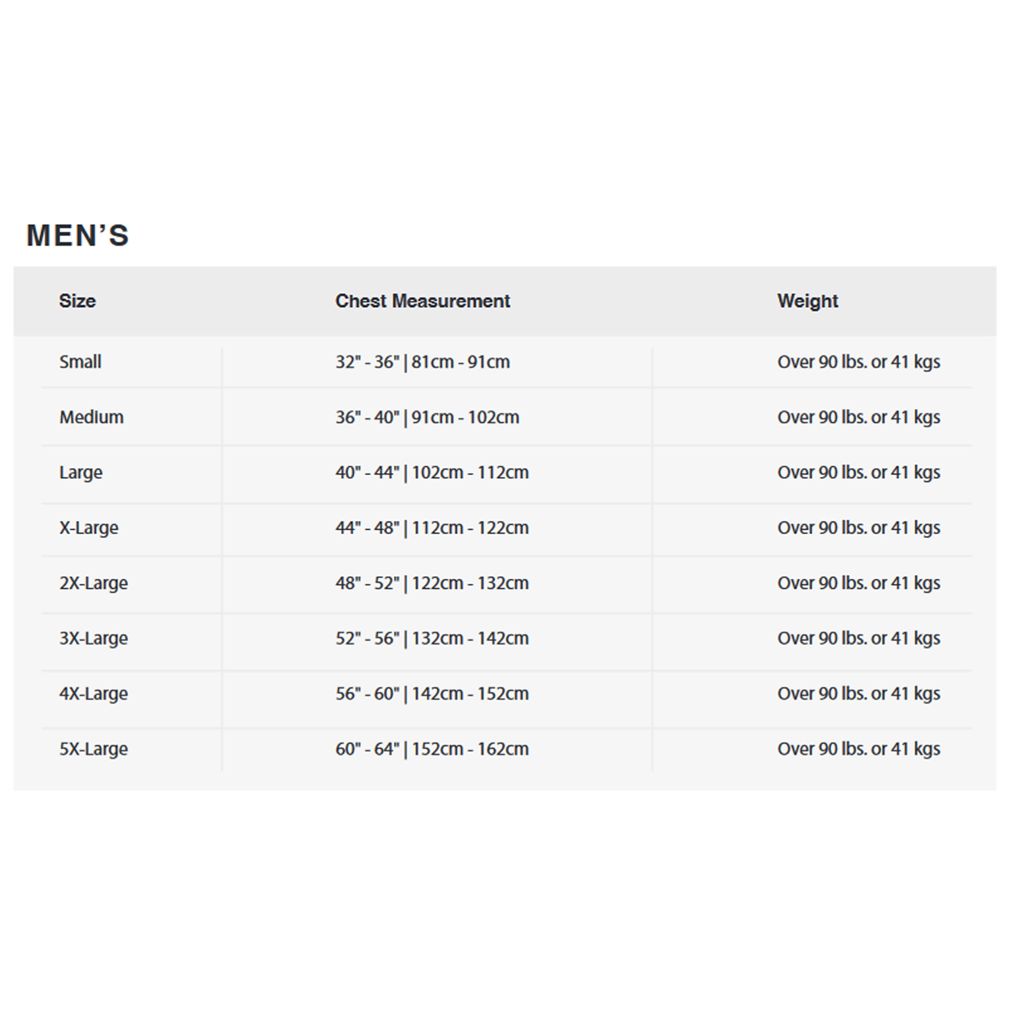 Hyperlite Impact Vest Mens 0 Størrelsesskema